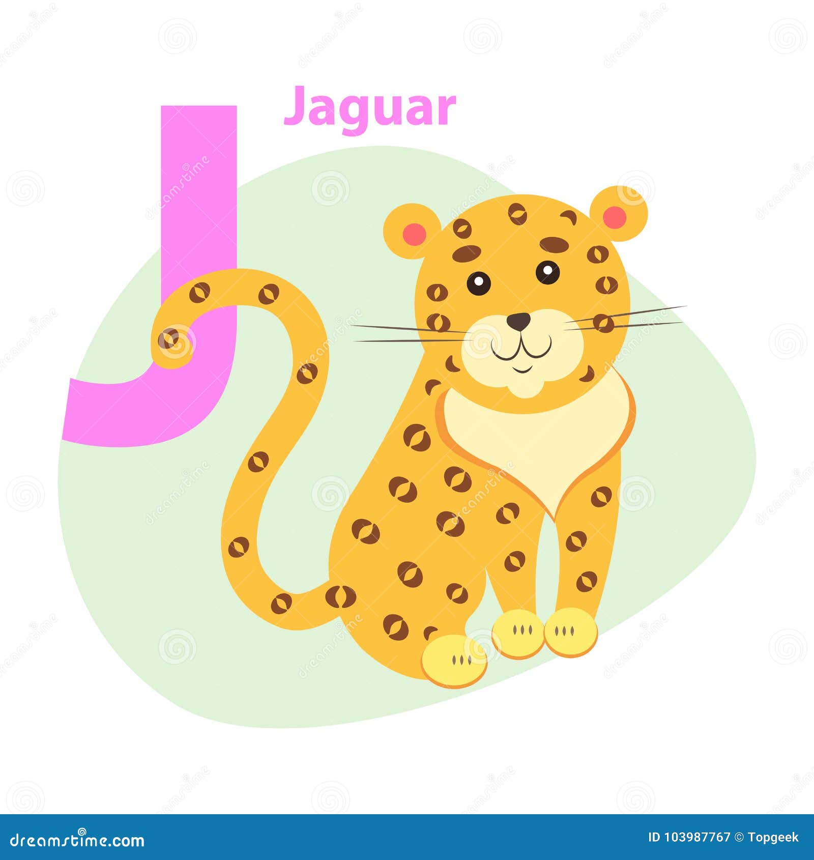 Zoo ABC Letter with Cute Jaguar Cartoon Vector Stock Vector ...