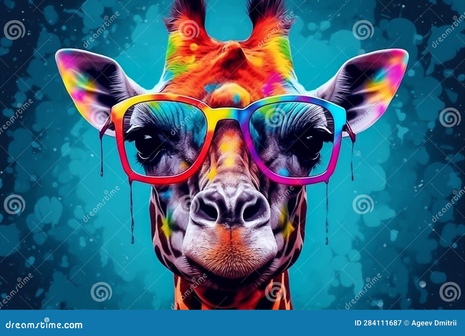 Neck Wildlife Zoo Sunglasses Colorful Mammal Portrait Giraffe Animal