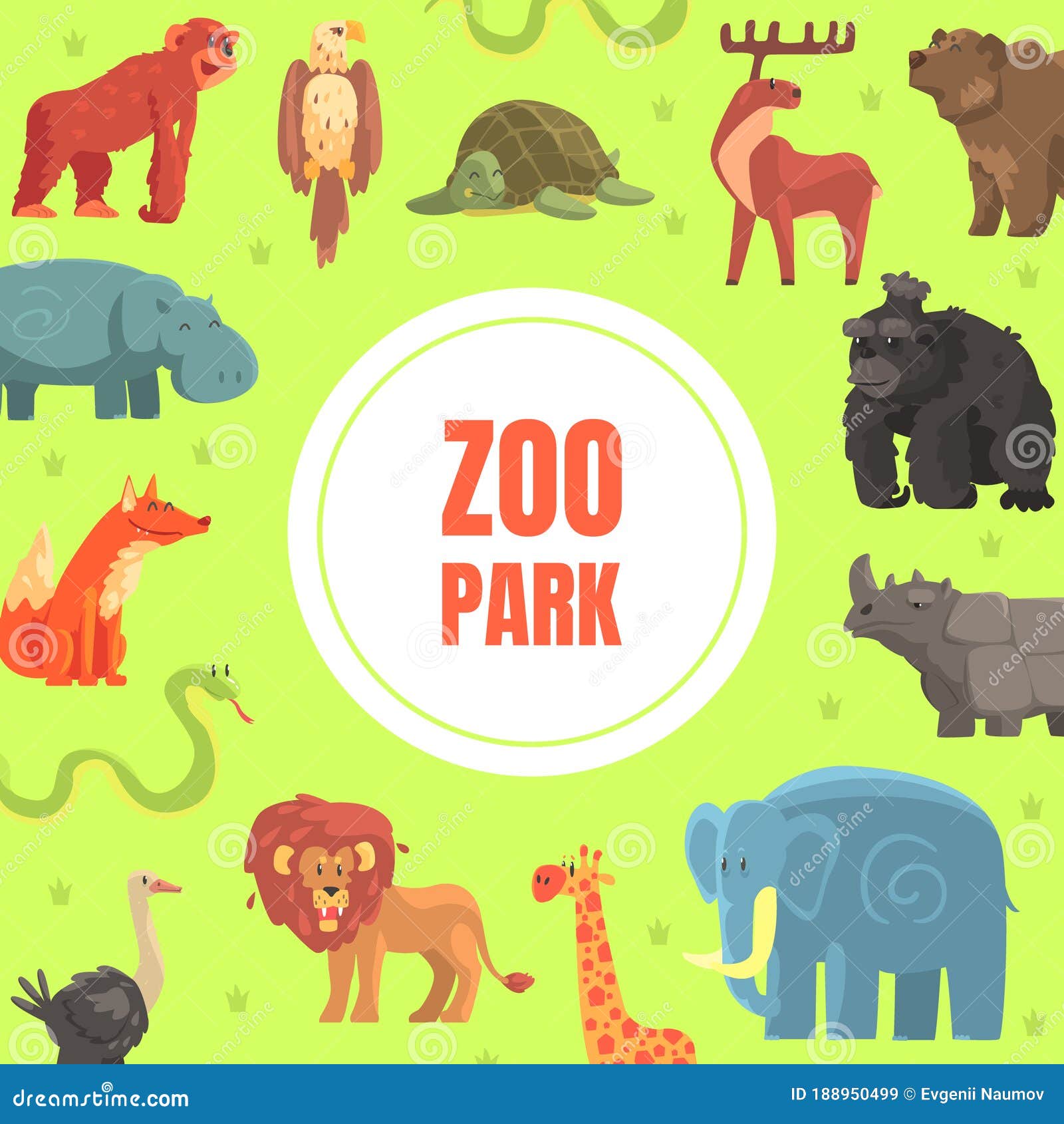 Zoo Park Banner Template with Cute Wild African Animals Vector Illustration  Stock Vector - Illustration of ostrich, giraffe: 188950499