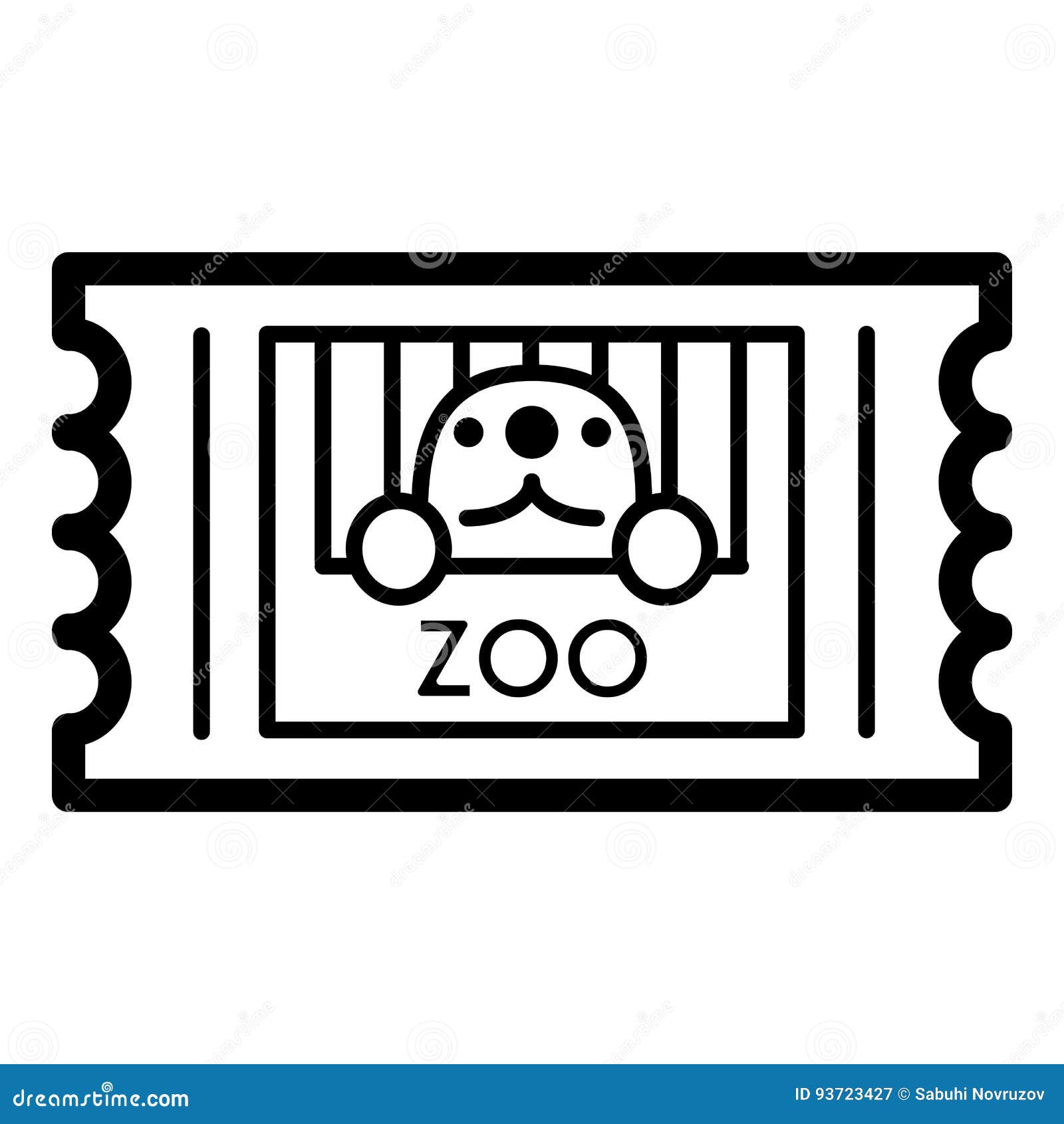 Zoo Ticket Simple Vector Icon Black And White Illustration Of