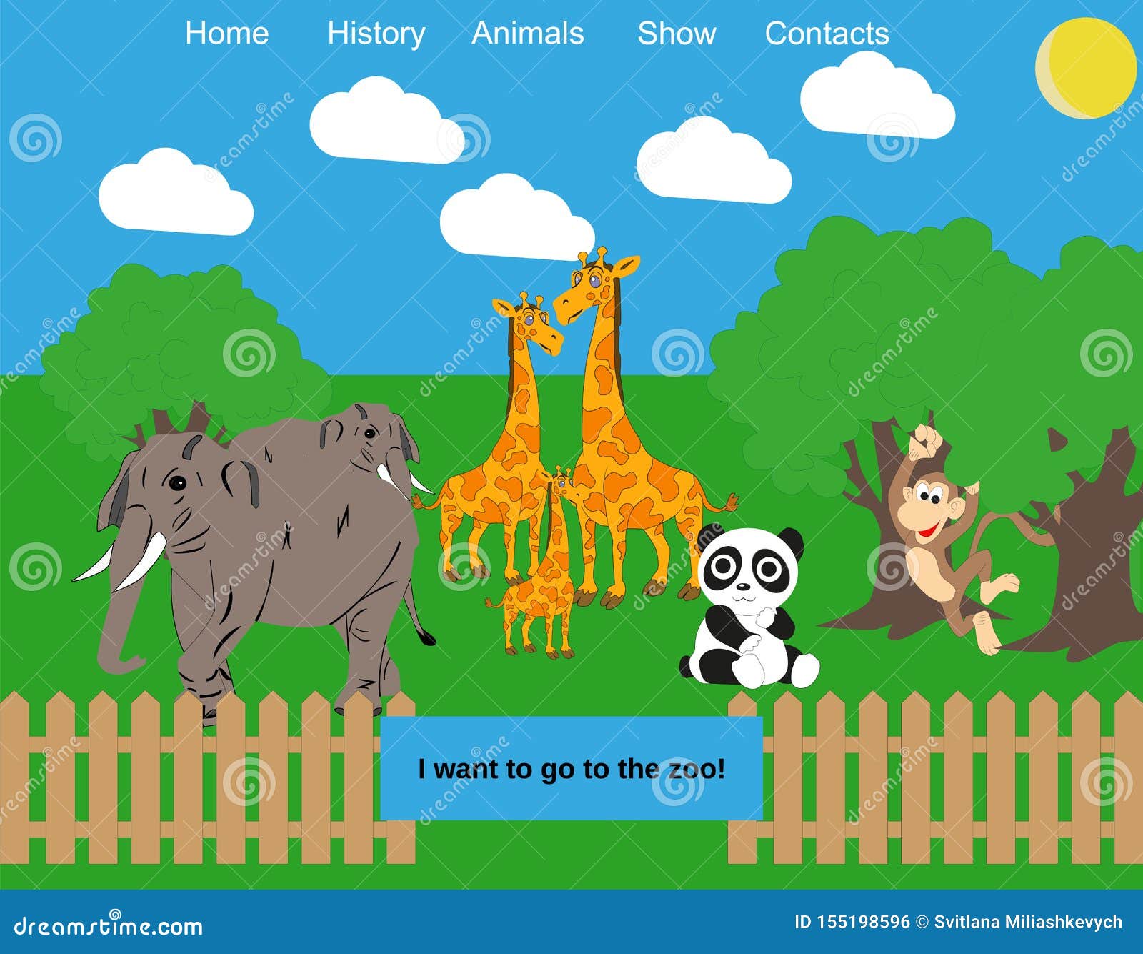 Zoo website layout stock illustration. Illustration of four - 155198596