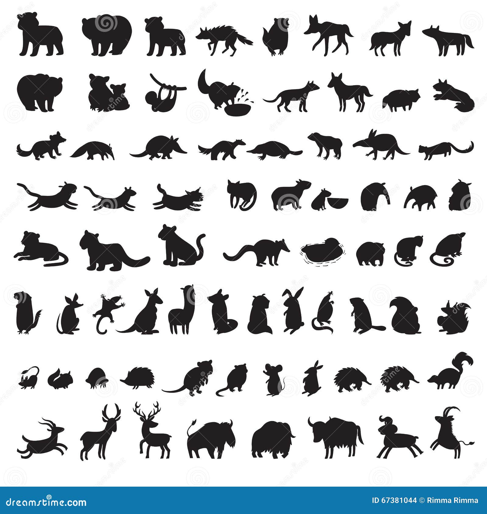 Zoogdieren Van De Wereld Extra Grote Reeks Grijze Silhouetten Vector Illustratie - Illustration of beeld, achtergrond: 67381044
