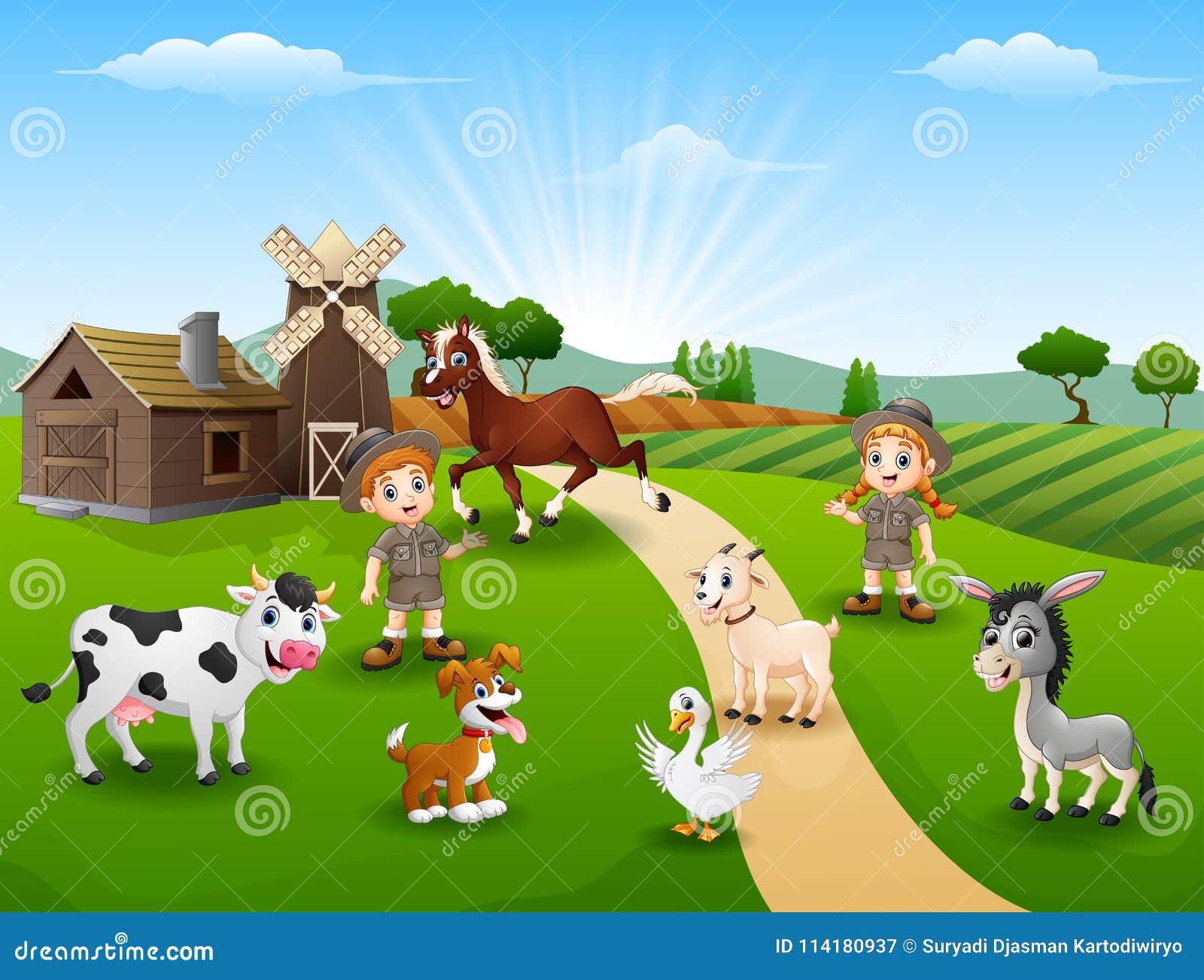 Zookeepers are Keeping Animals in Farm Stock Vector Illustration of