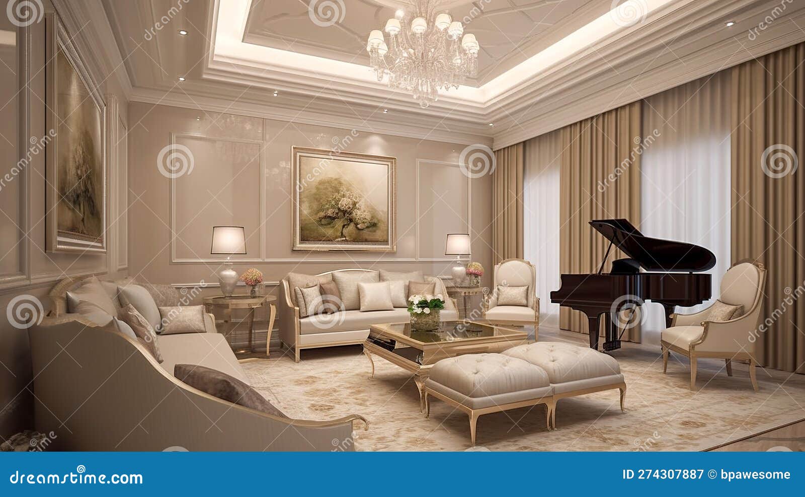 Zoom Background, a Sophisticated Living Room with a Classic Piano and