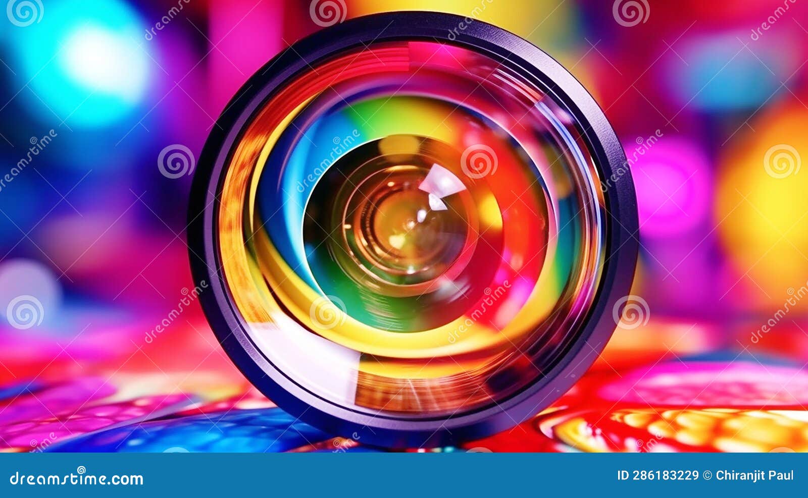 Zoom in on Colorful Glass Circle Abstract Camera Stock Image Image of