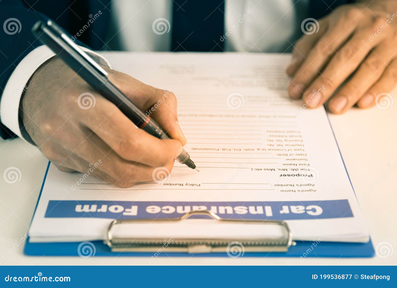 Zoom Insurance Agent Hand Writing Car Insurance Claim