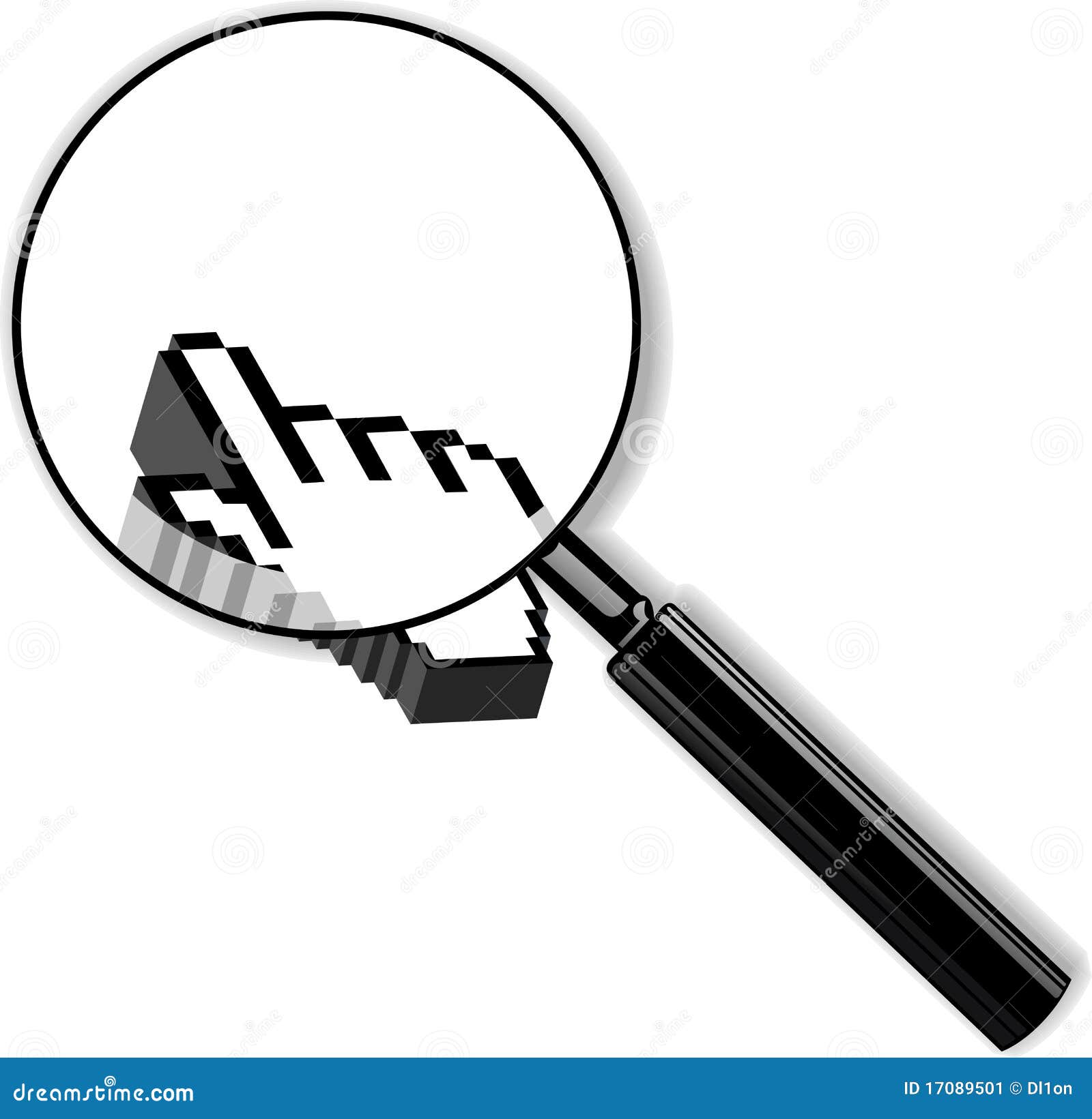 Zoom Lens and 3d Palm Cursor. Stock Vector Illustration of cursor