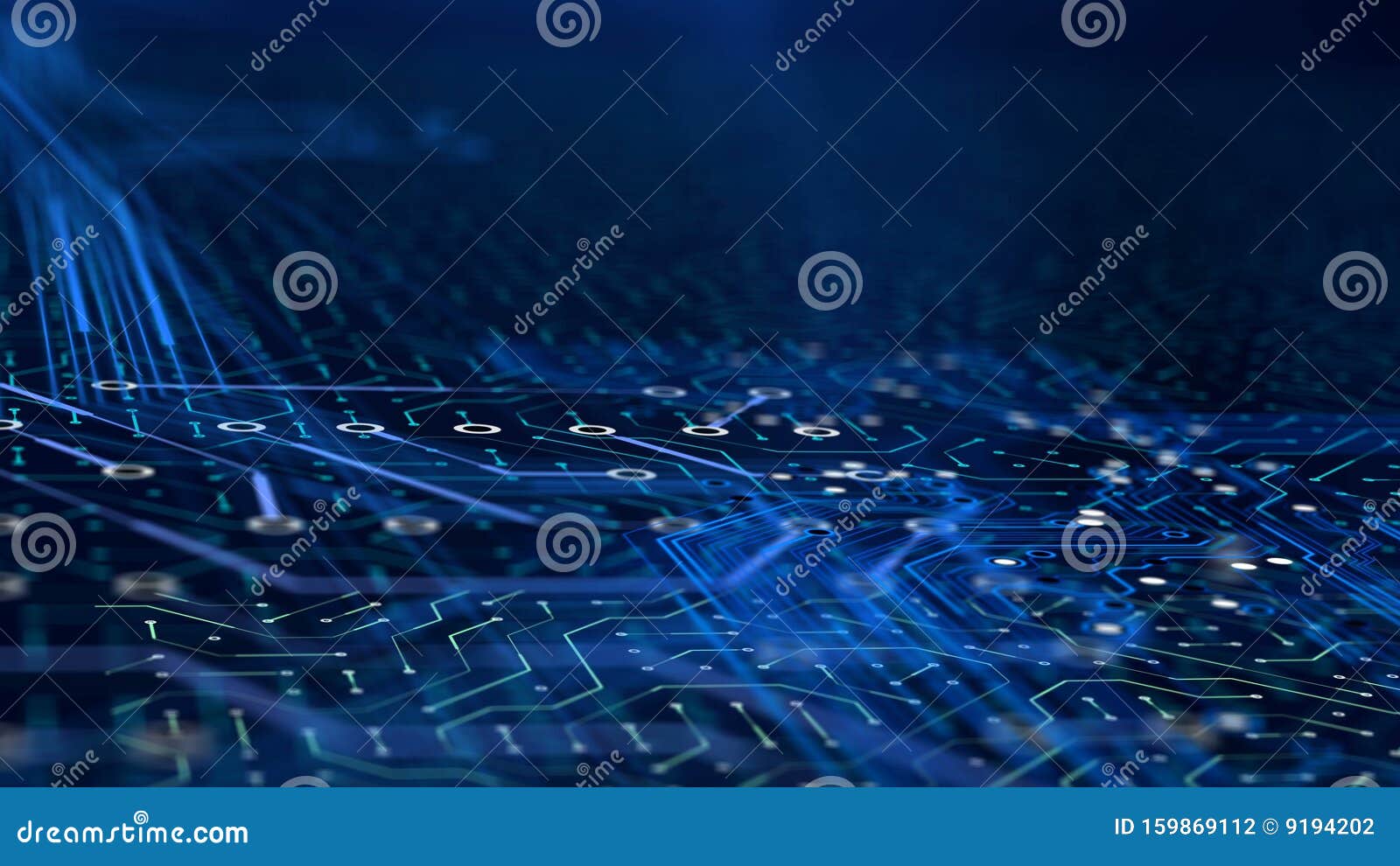zoom in microchip on circuit board modern nano technology, working computer