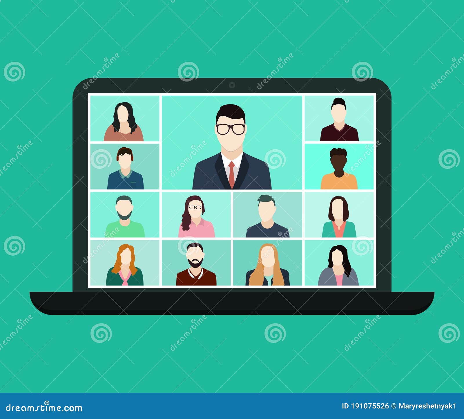 Zoom Online Conference in Laptop. Remote Education for Class Group