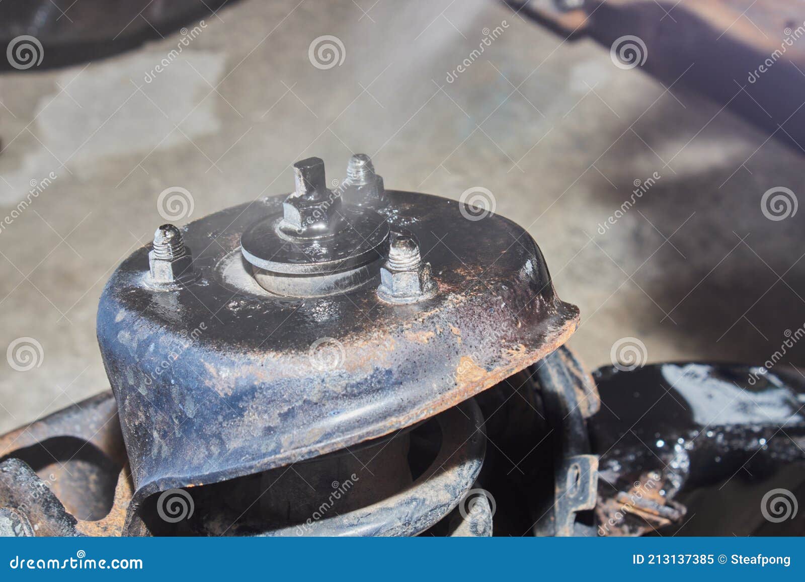 Zoom View of Spray Paint Upper Shock Absorber Frame Stock Image Image
