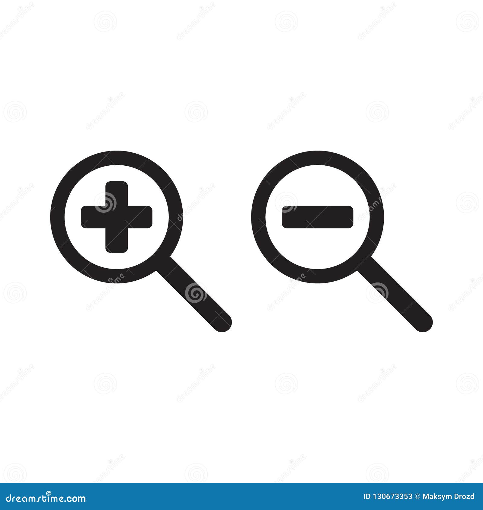 Zoom in and Zoom Out Magnifying Glass Icon Vector Stock Illustration