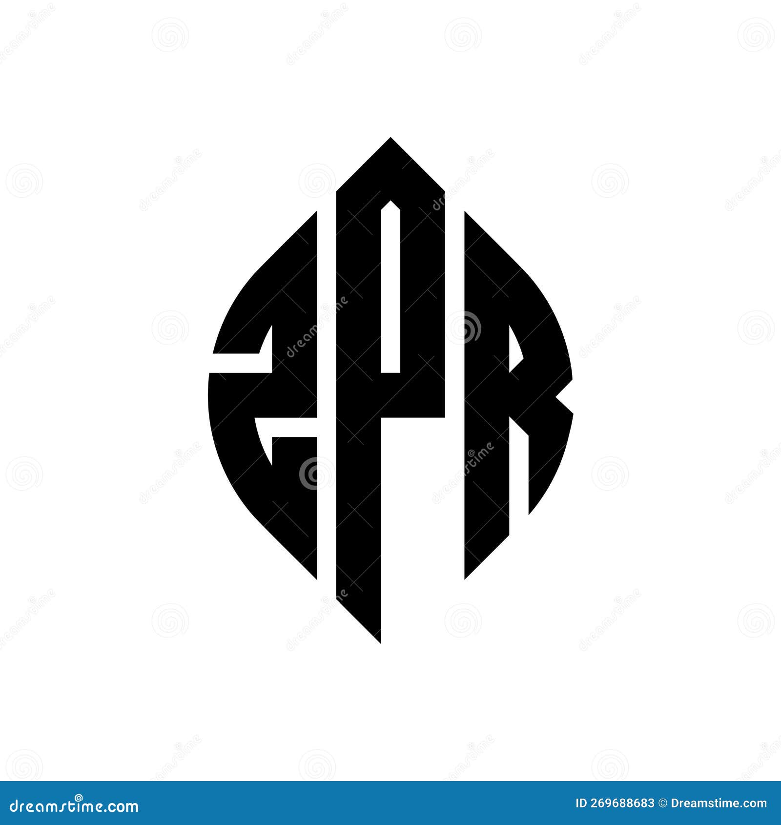zpr circle letter logo  with circle and ellipse . zpr ellipse letters with typographic style. the three initials form a