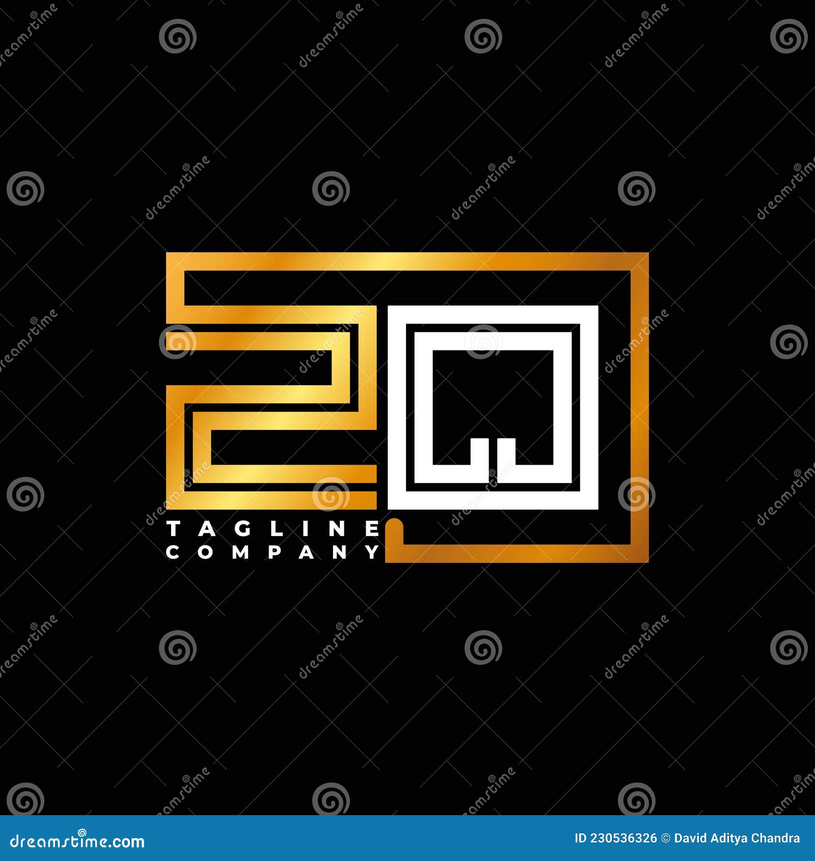 Zq Letter Golden Shape Line Vector Stock Vector Illustration Of