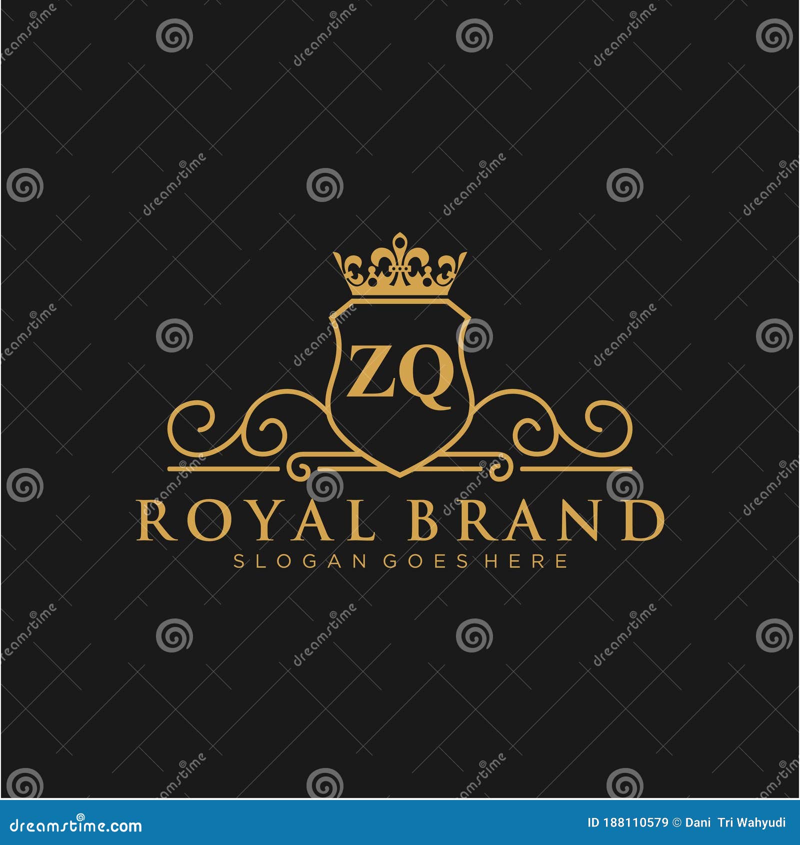 Zq Letter Initial Luxurious Brand Logo Template Stock Vector