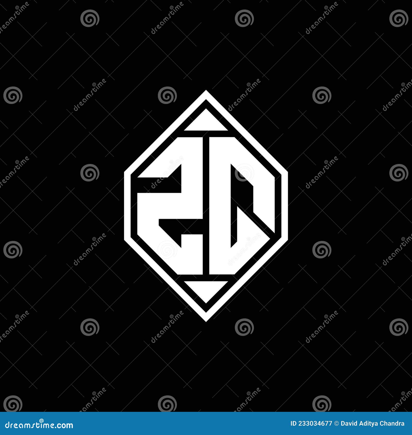 Zq Logo Monogram Geometric Shield Shape Style Stock Vector