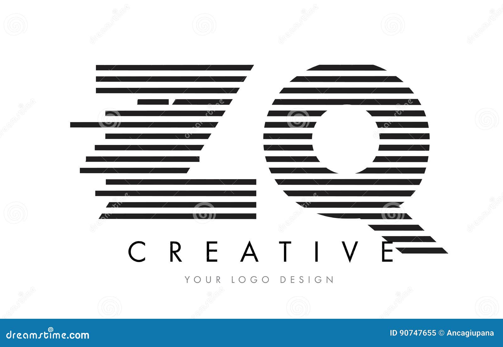 Zq Z Q Zebra Letter Logo Design With Black And White Stripes Stock