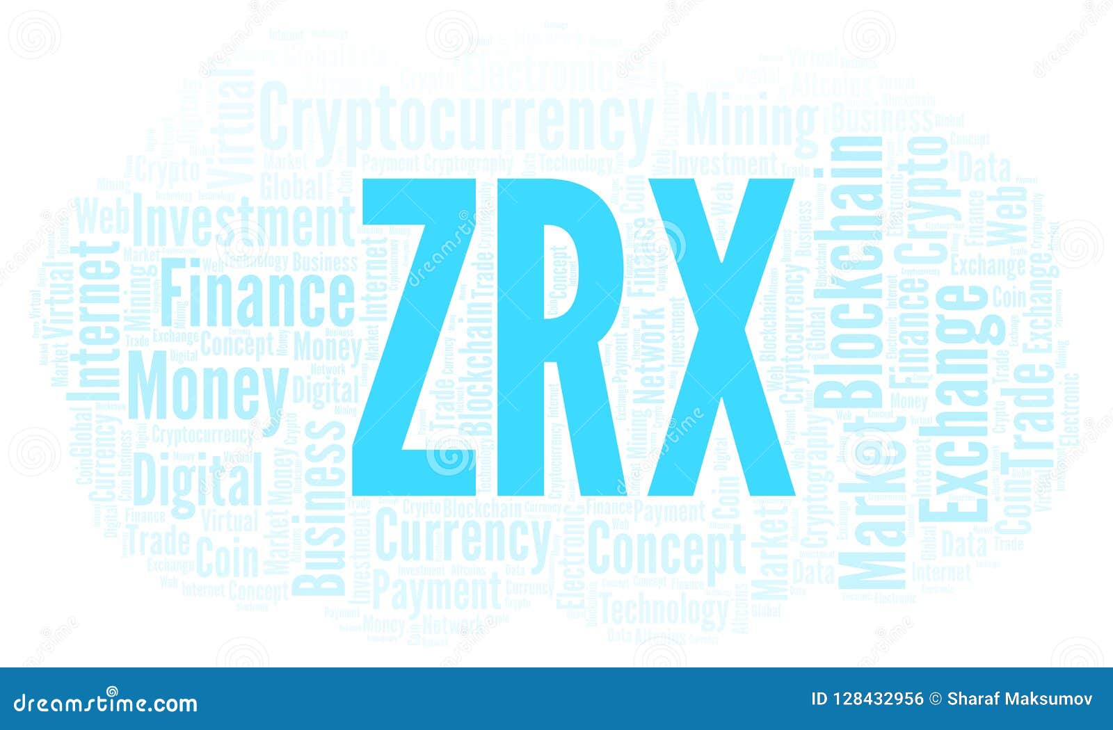 ZRX Or 0x Cryptocurrency Coin Word Cloud. Stock ...