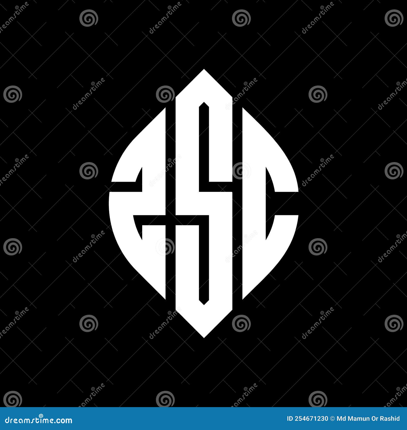 zsc circle letter logo  with circle and ellipse . zsc ellipse letters with typographic style. the three initials form a