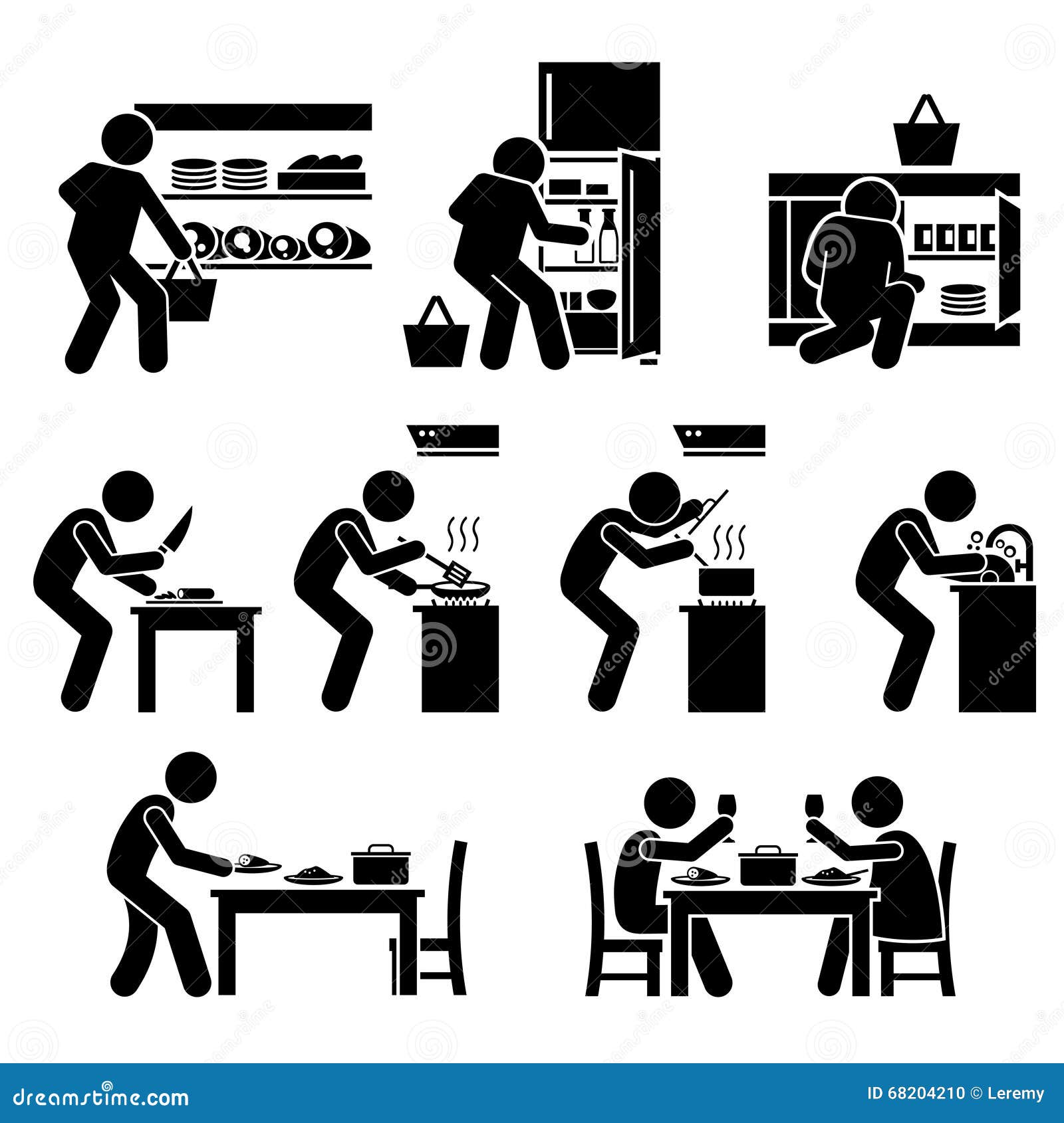 Zu Hause Kochen Und Zubereitung Des Lebensmittels Clipart Vektor Abbildung Illustration Von Hause Kochen