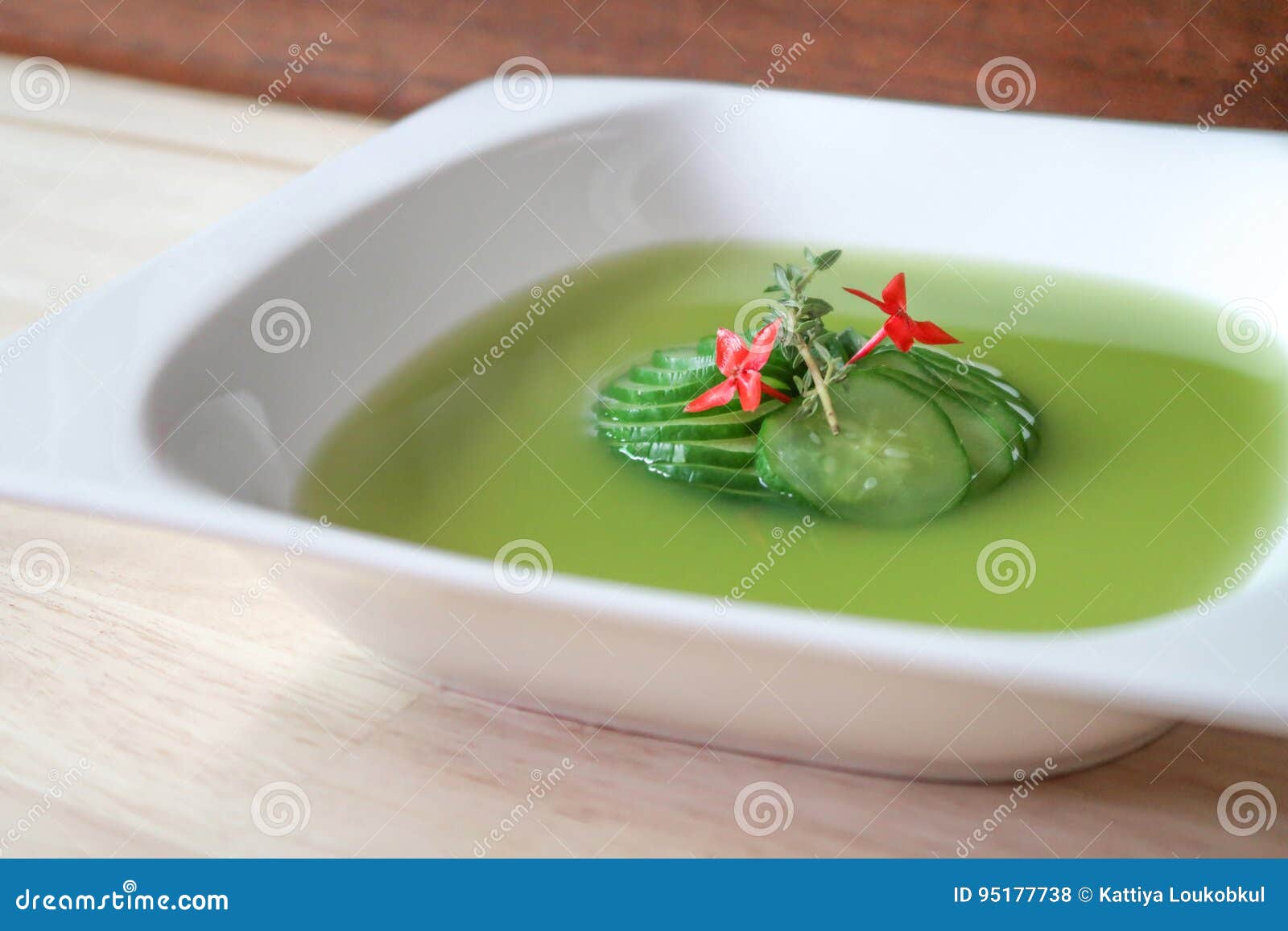 Zucchini Consomme, Decorate with Ixora Stock Photo Image of tasty