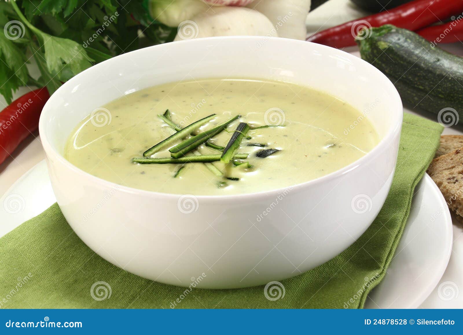 Zucchini creme soup stock photo. Image of vegan, vegetable 24878528