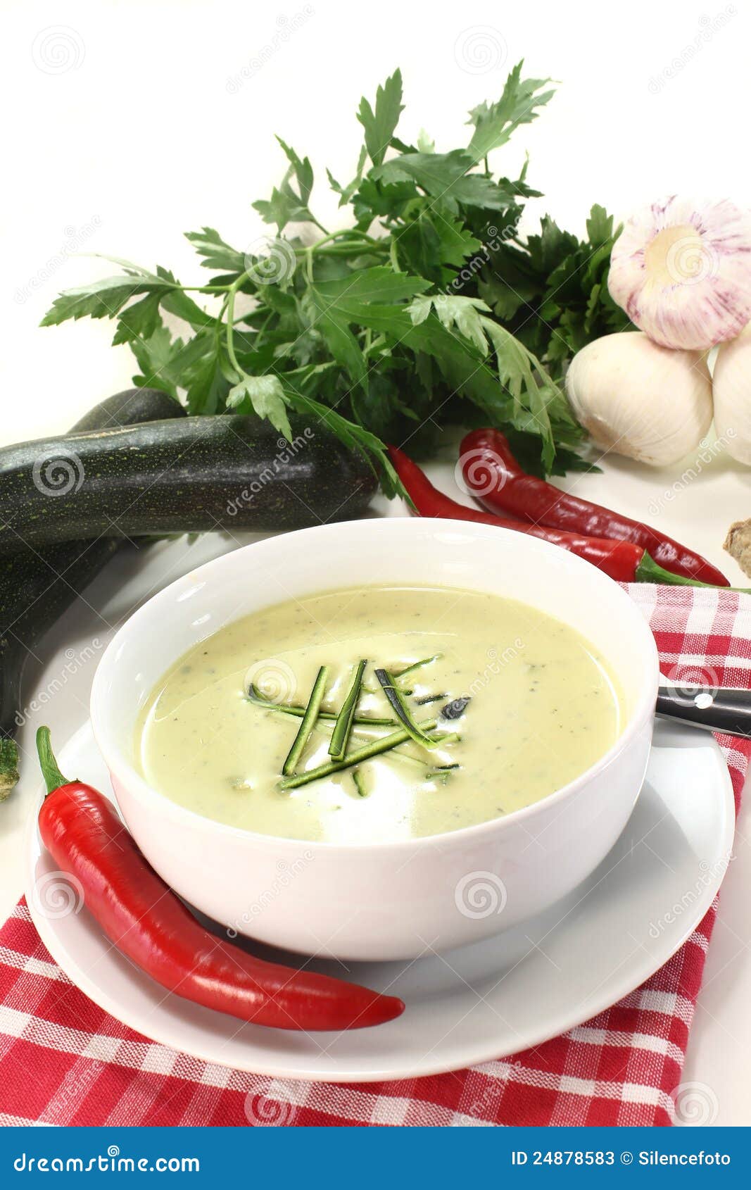 Zucchini creme soup stock image. Image of vegetable, plants 24878583