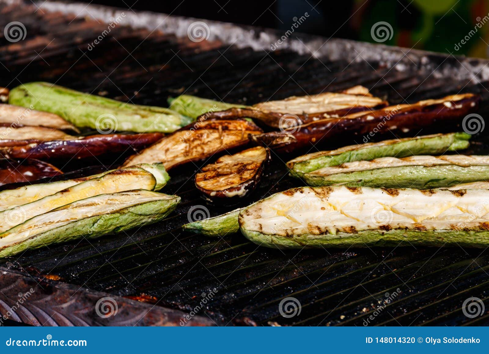 Zucchini and Eggplants Cooking on a Grill Stock Photo Image of