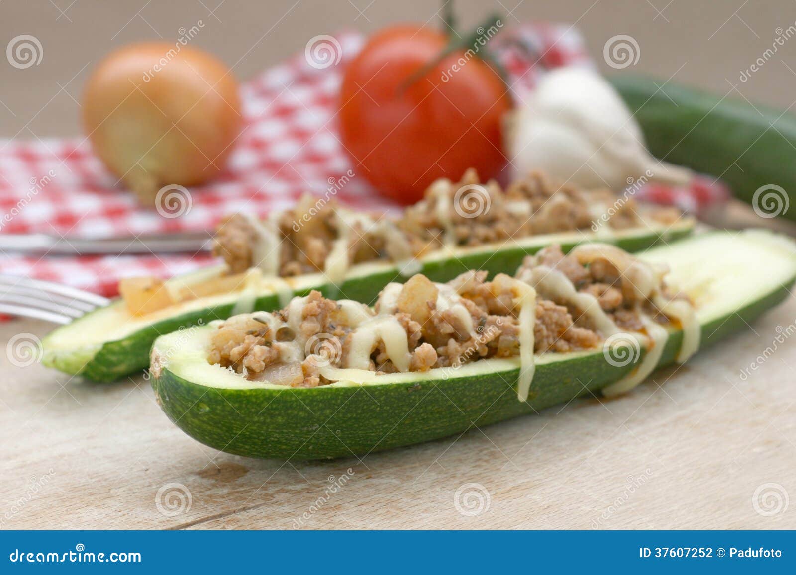 Zucchini Filled with Minced Meat Stock Photo Image of home, plate