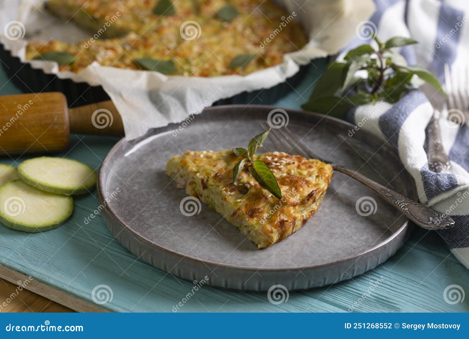Zucchini Pie with Ham and Cheese Stock Photo Image of gourmet, dish