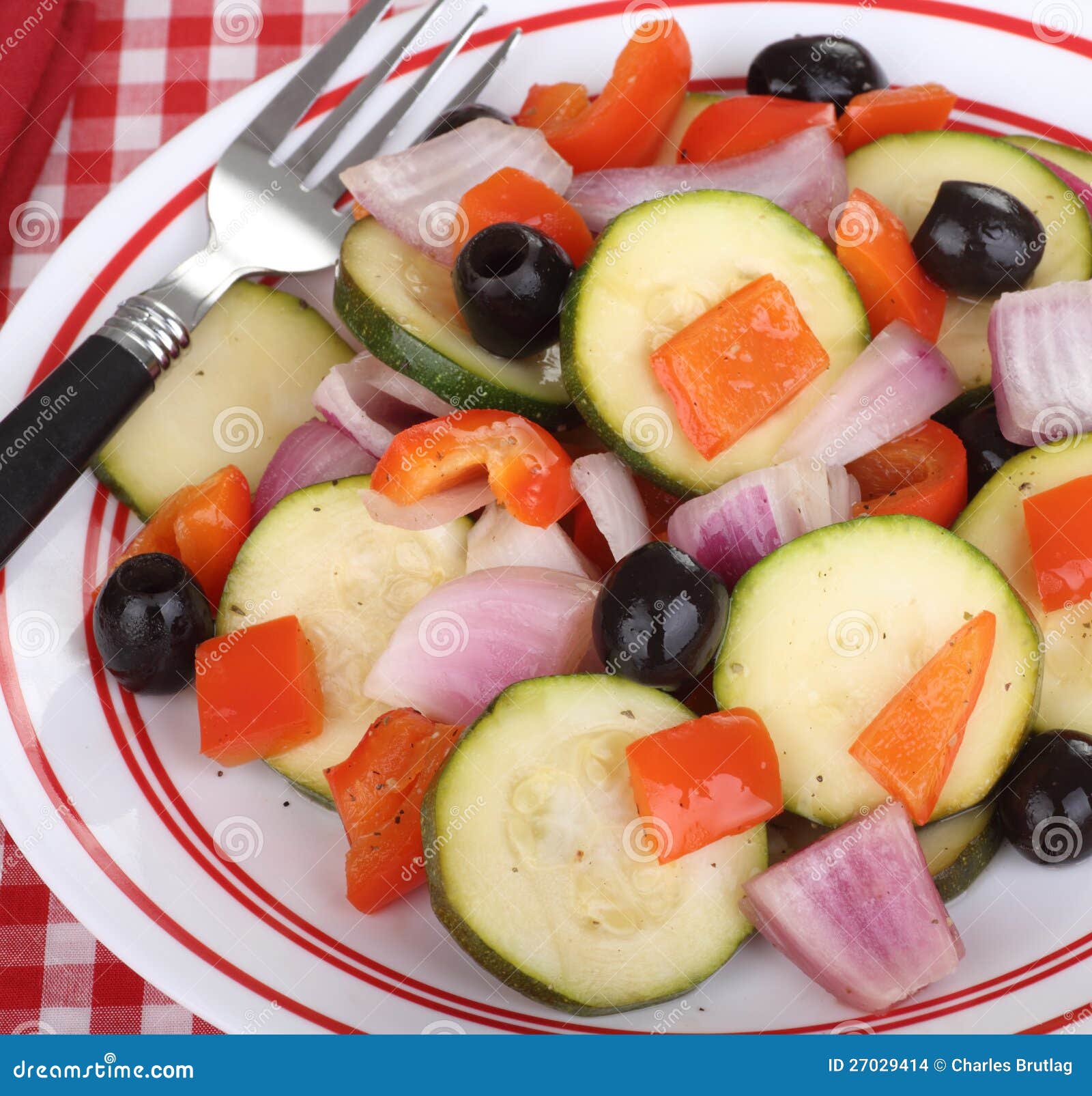 Zucchini Salad stock photo. Image of healthy, black, fork 27029414