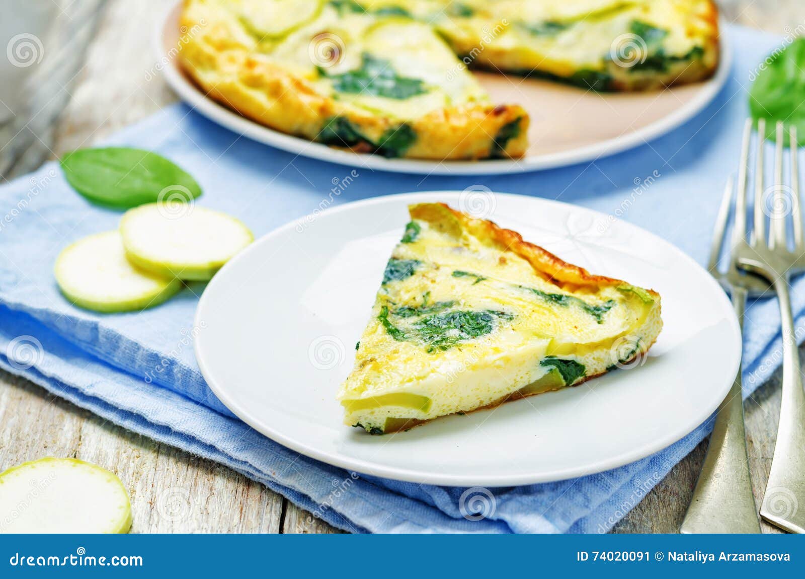 Zucchini Spinach frittata stock image. Image of tasty 74020091