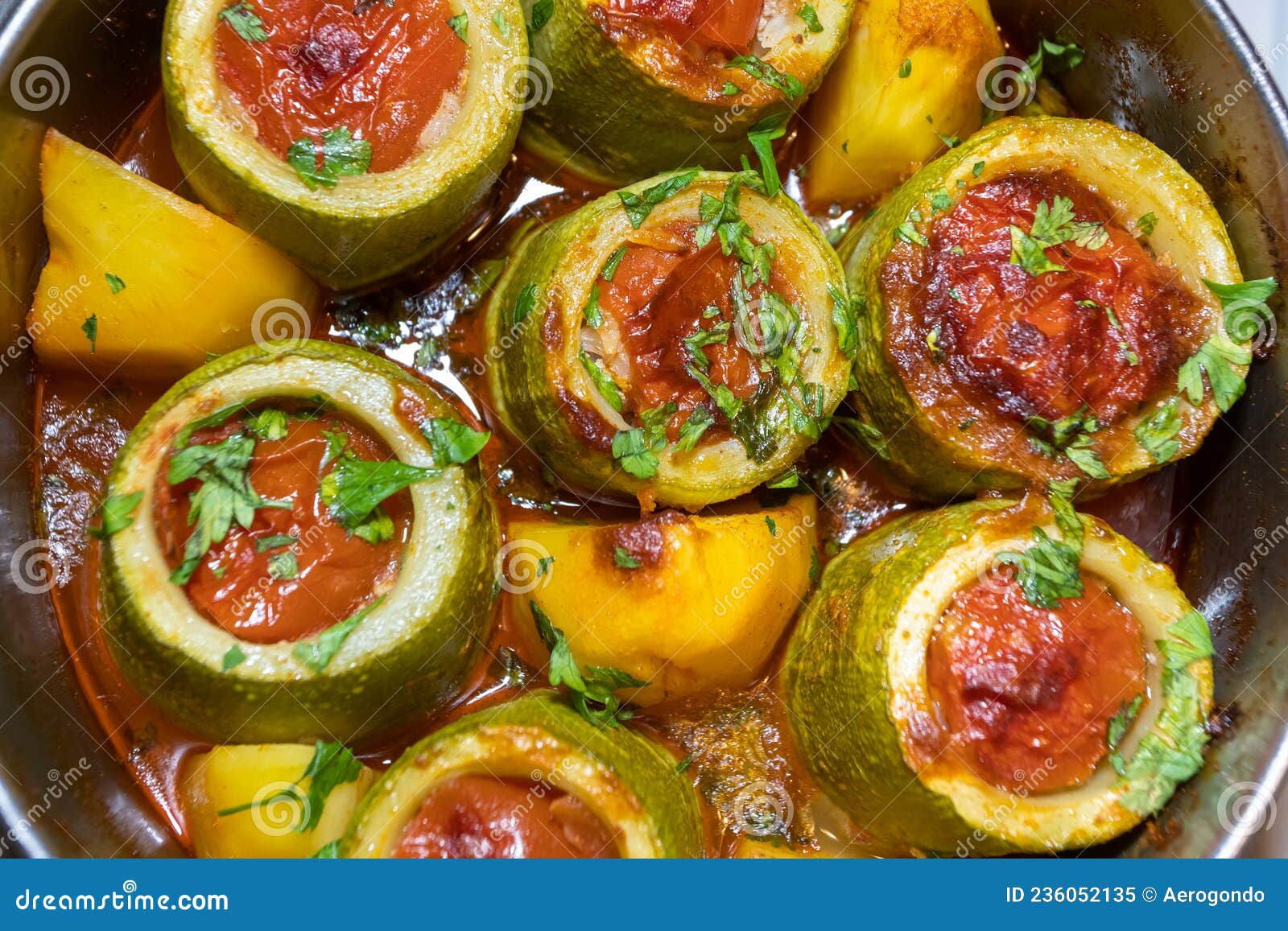 Zucchini Stuffed with Minced Meat and Potatoes Stock Image Image of