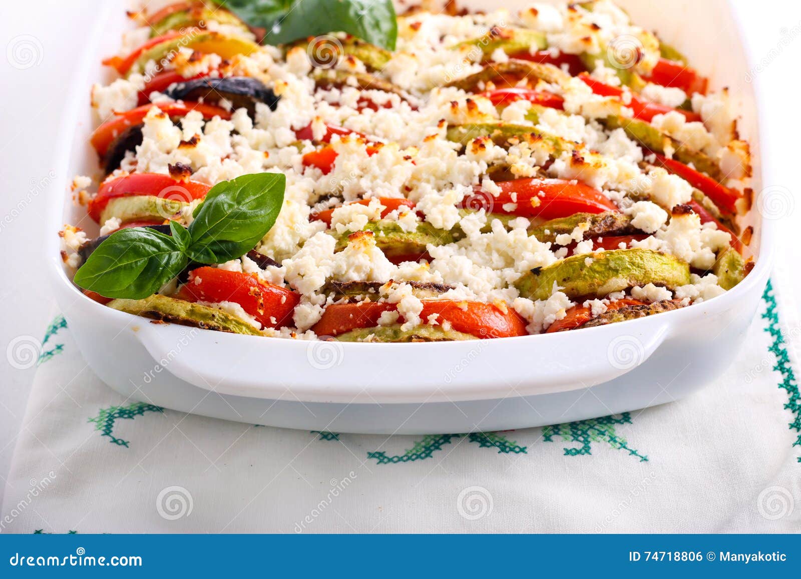 Zucchini, Tomato and Feta Cheese Bake Stock Photo Image of spicy