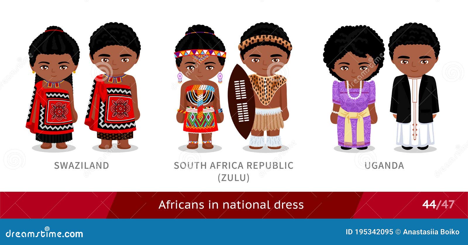 Zulu Tribe Uganda República Sudafricana. Y Mujeres Vestidos Con Traje Nacional. De Africanos Vistiendo Ilustración del Vector - Ilustración de multirracial, desgaste: 195342095