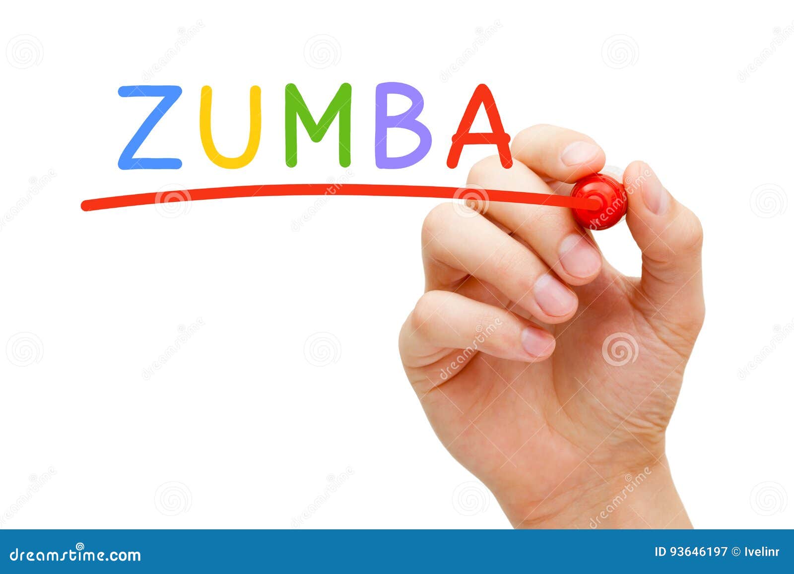 Zumba Red Marker stock image. Image of hand, sport, concept 93646197