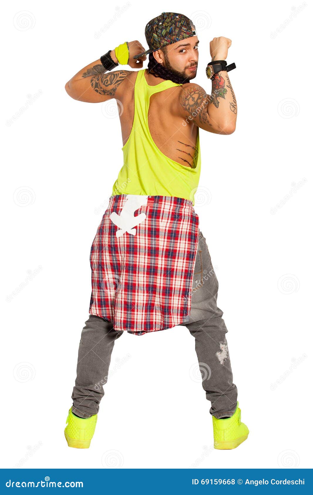 Zumba Salsa Dancer Man. On White, PNG Available Stock 