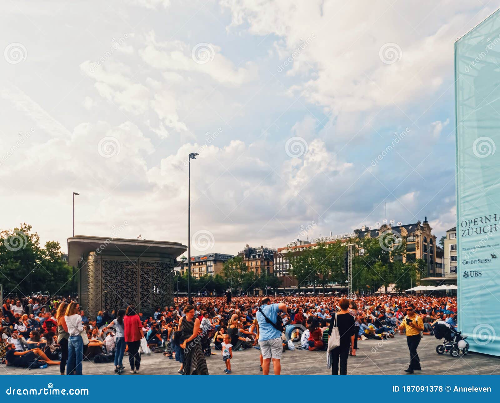 Crowd of People on the Music Concert in the City Center of Zurich ...