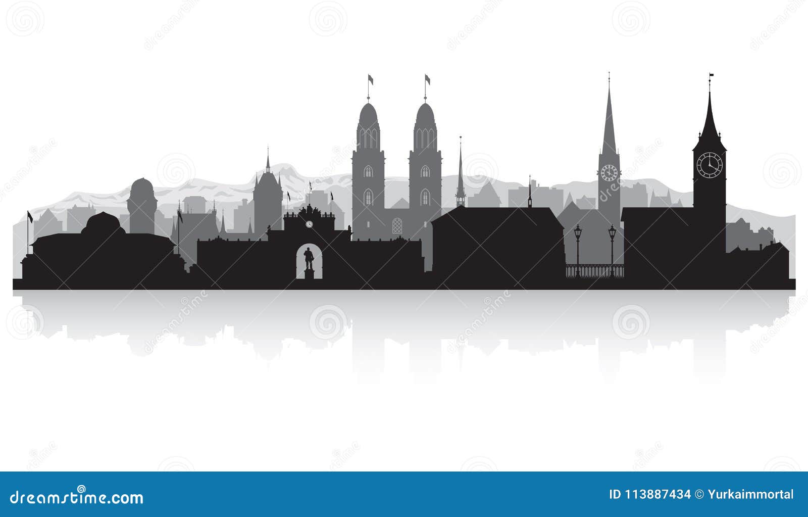 zurich switzerland city skyline silhouette