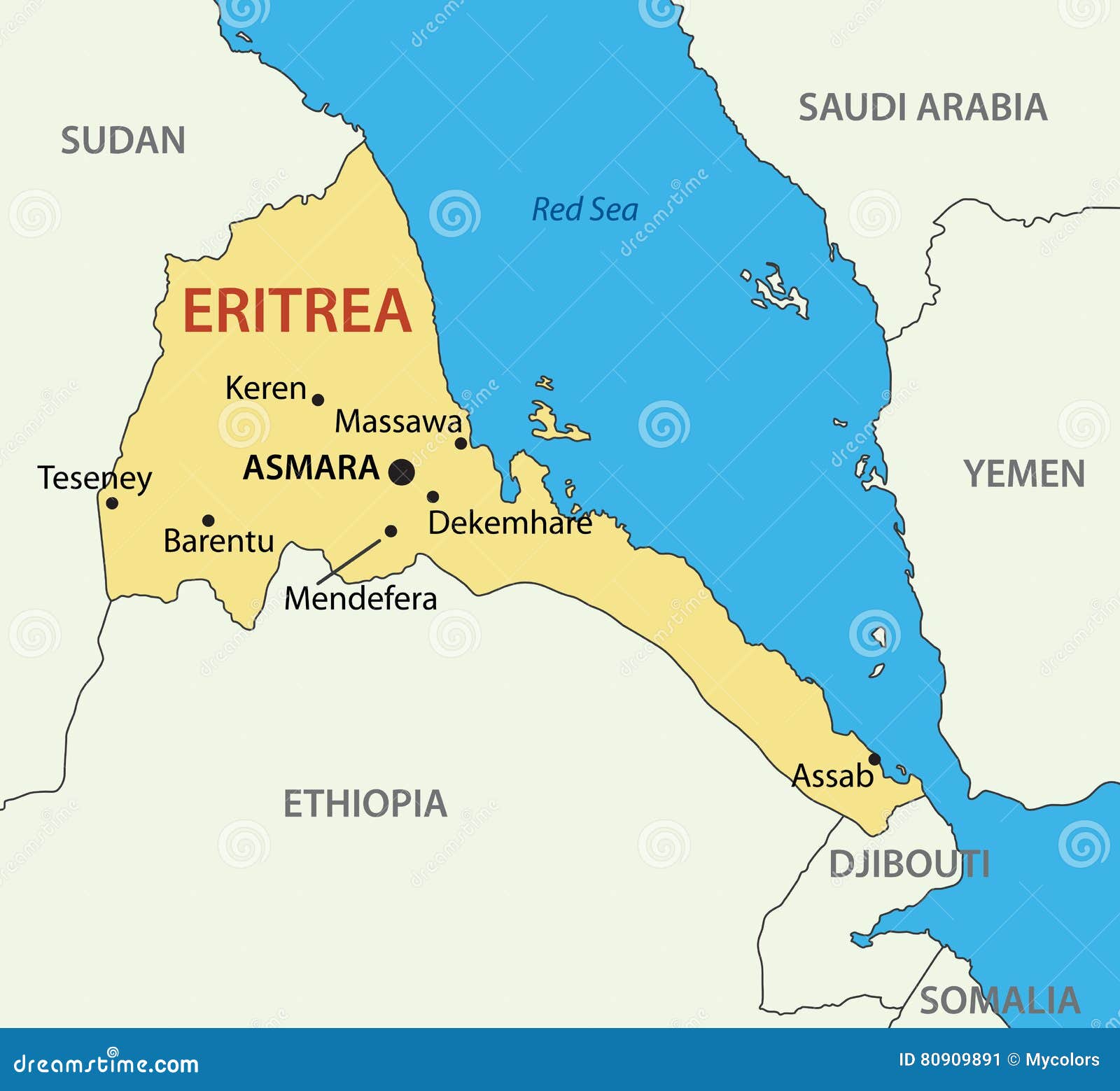 Zustand Von Eritrea - Karte Vektor Abbildung - Illustration von zustand