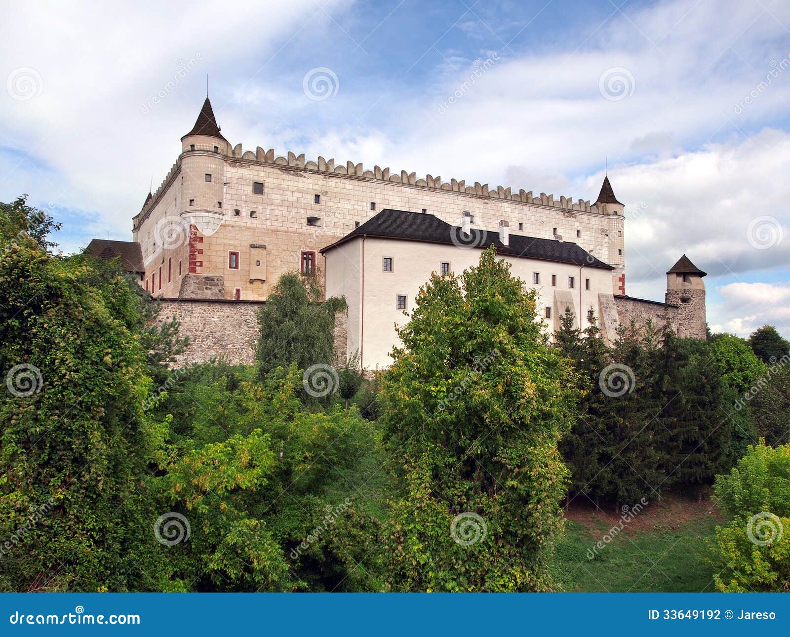 zvolen castle on forested hill