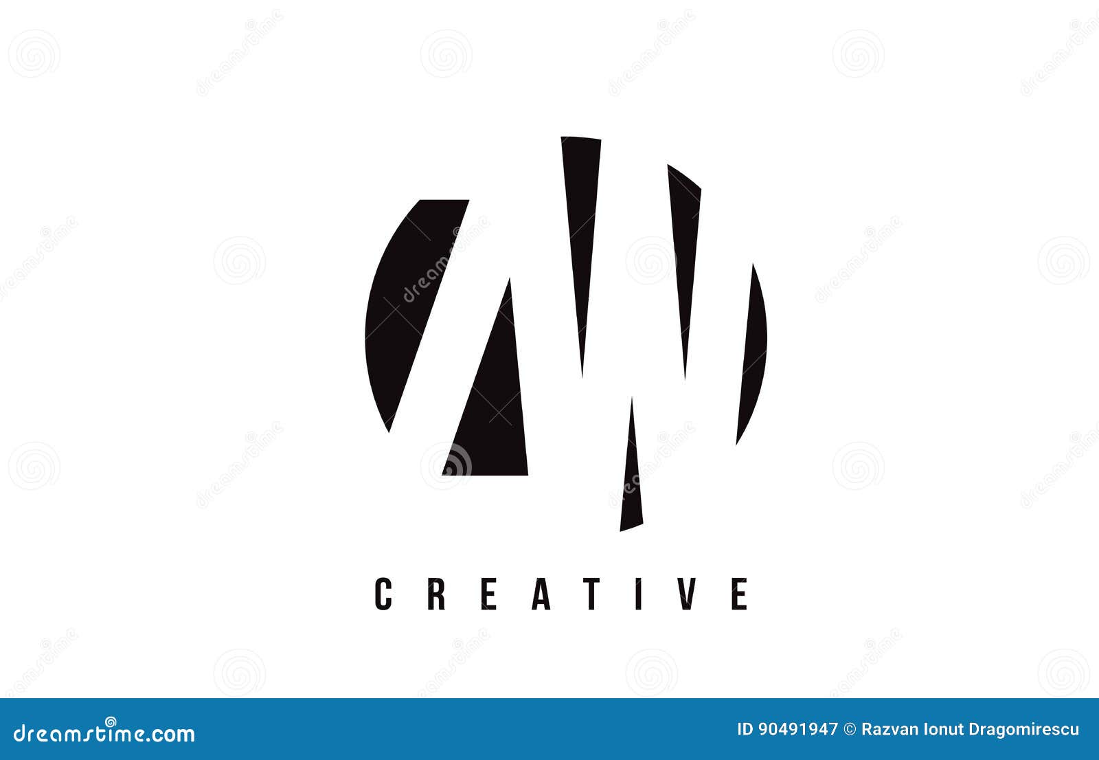 ZW Z W White Letter Logo Design with Circle Background. Stock Vector ...