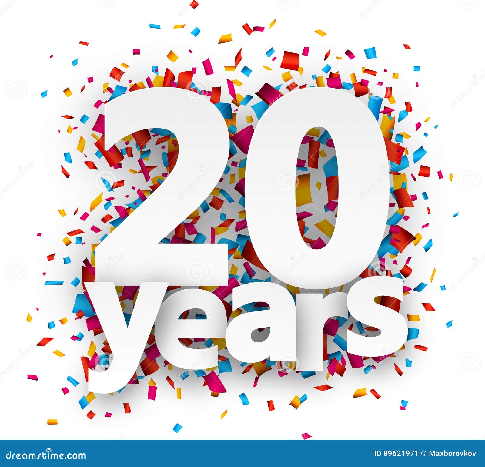 Zwanzig Jahre Papierkonfettizeichen Vektor Abbildung Illustration von