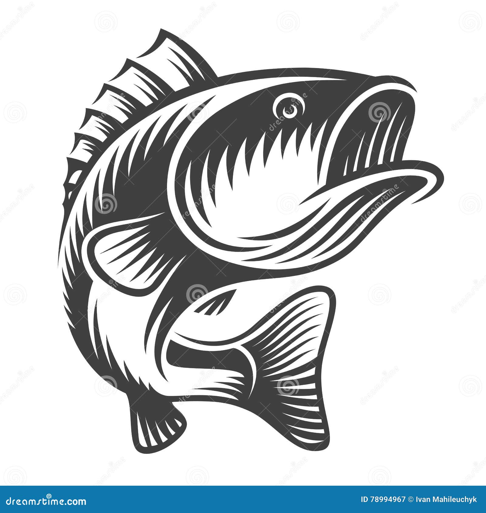 Zwart-wit Vissen Basembleem Vector - Illustration of vissen, organisch: 78994967
