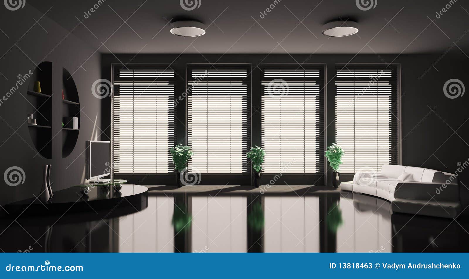 Zwarte binnenlandse 3d van de woonkamer stock foto's afbeelding ...