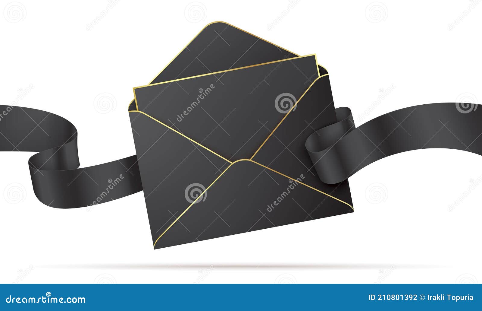 Zwarte Envelop Met Lint Op Wit. Vector Illustratie - Illustration envelop, kaart: 210801392