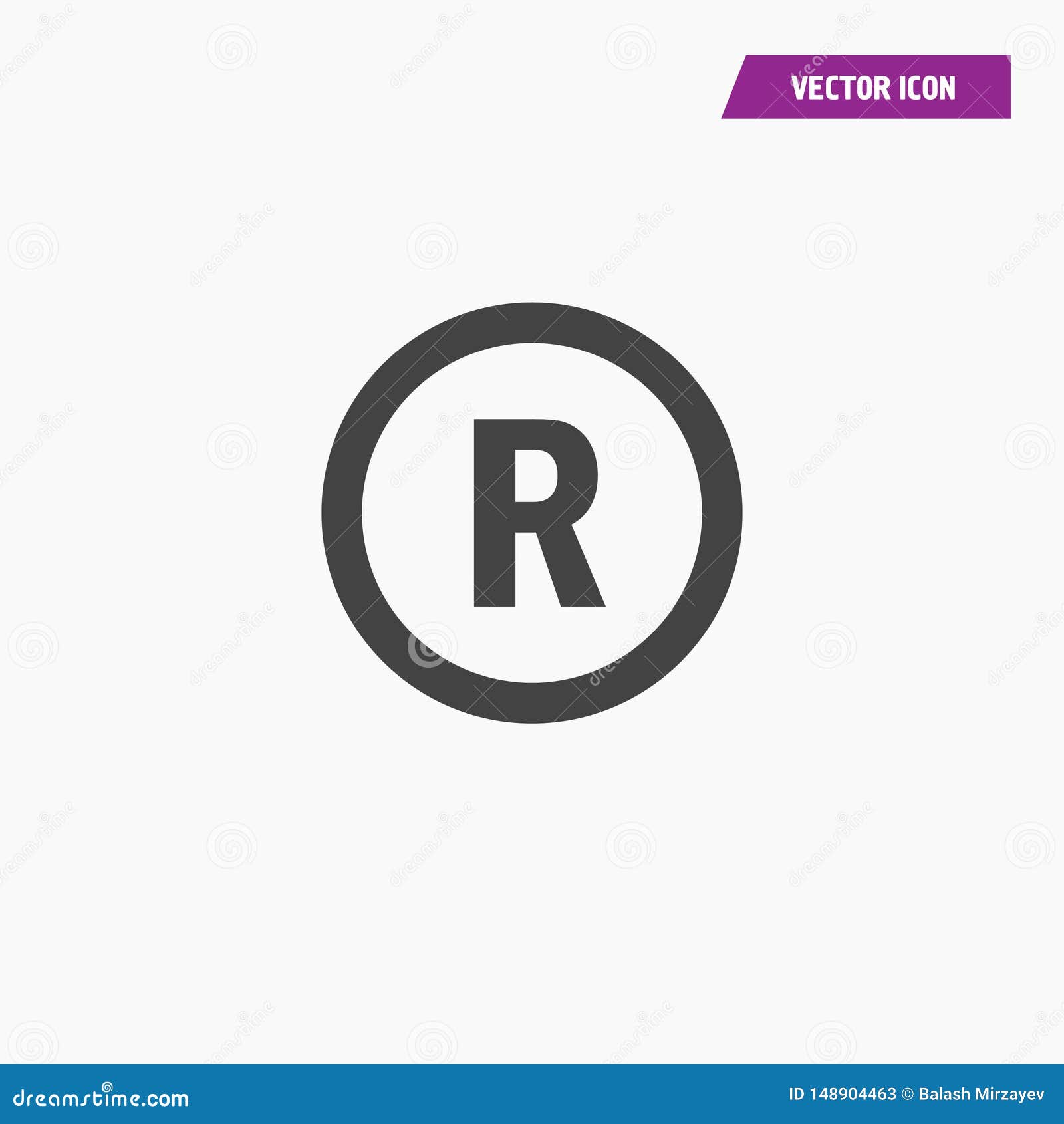 Zwarte R-brief in Cirkel, Pictogram Van Het Registerhandelsmerk Vector - of knoop, zaken: 148904463