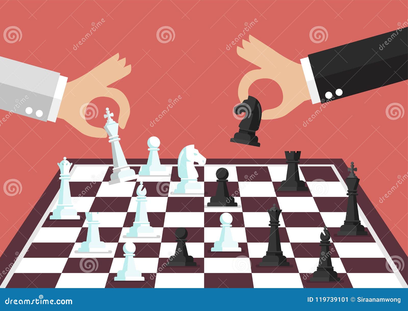 Zwei Geschäftsleute, Die Schach Spielen Vektor Abbildung