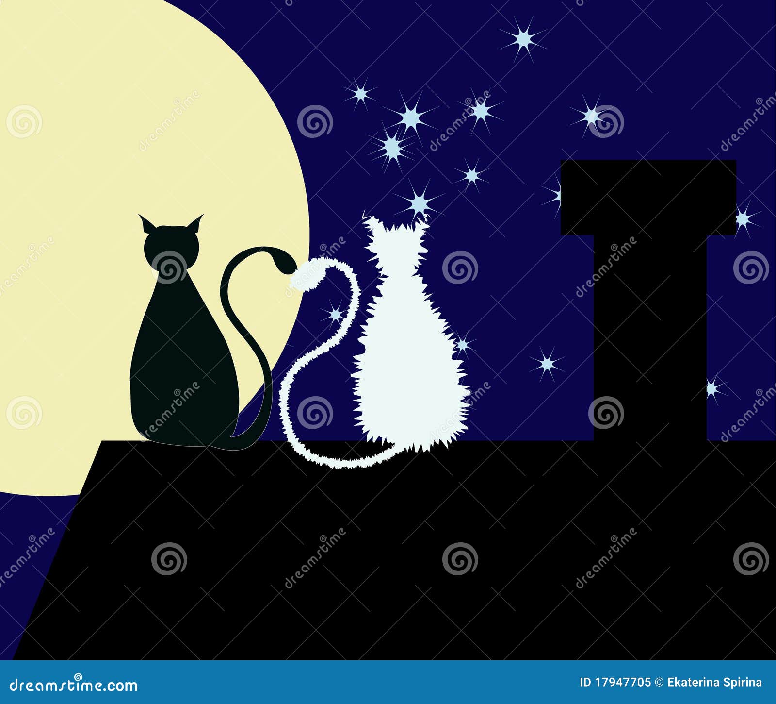 Zwei Katzen auf dem Dach vektor abbildung. Illustration