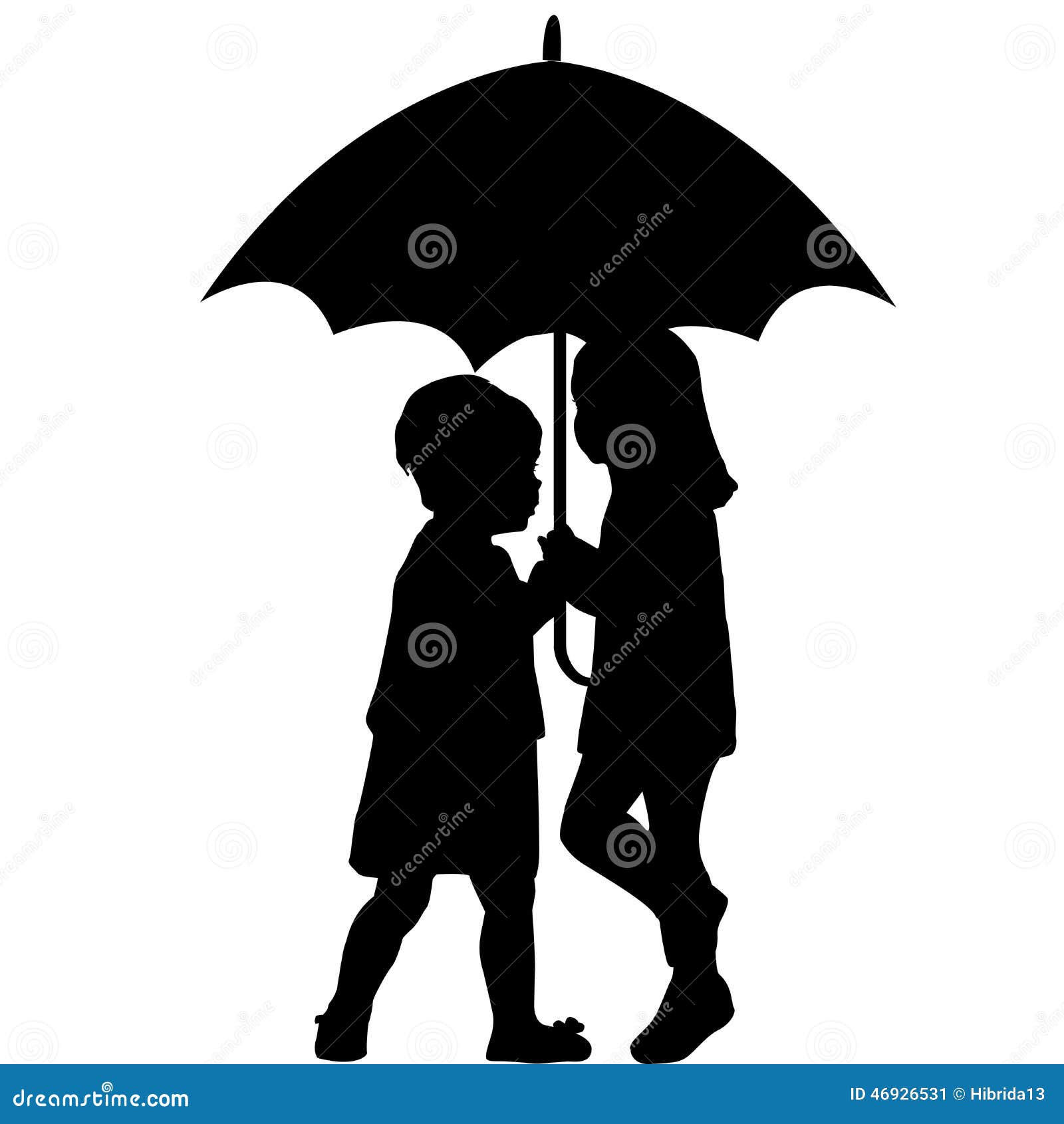 Zwei Kleine Madchen Unter Einem Regenschirm Vektor Abbildung Illustration Von Regenschirm Madchen
