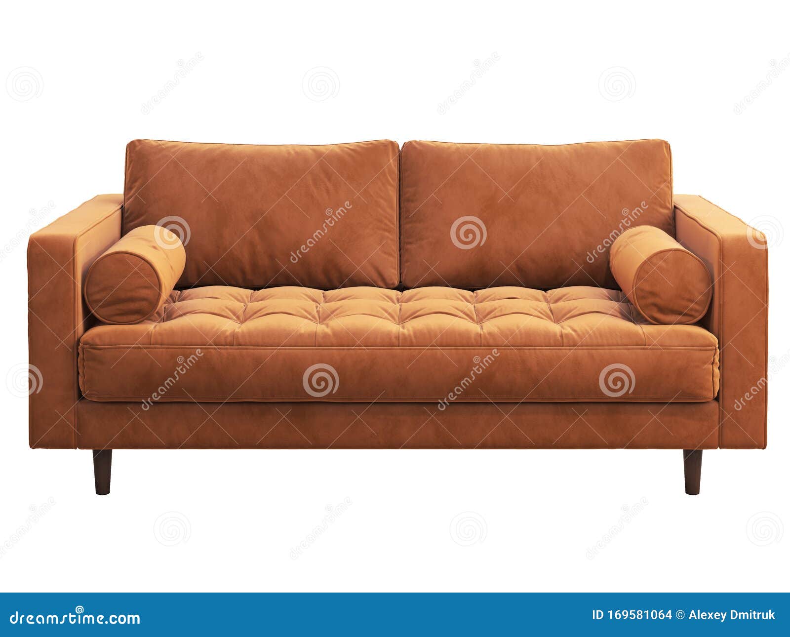 Zweisitzer-Sofa Aus Terracotta-Samt, Mitte Des Jahrhunderts 3D-Darstellung  Stock Abbildung - Illustration von chalet, bauhaus: 169581064